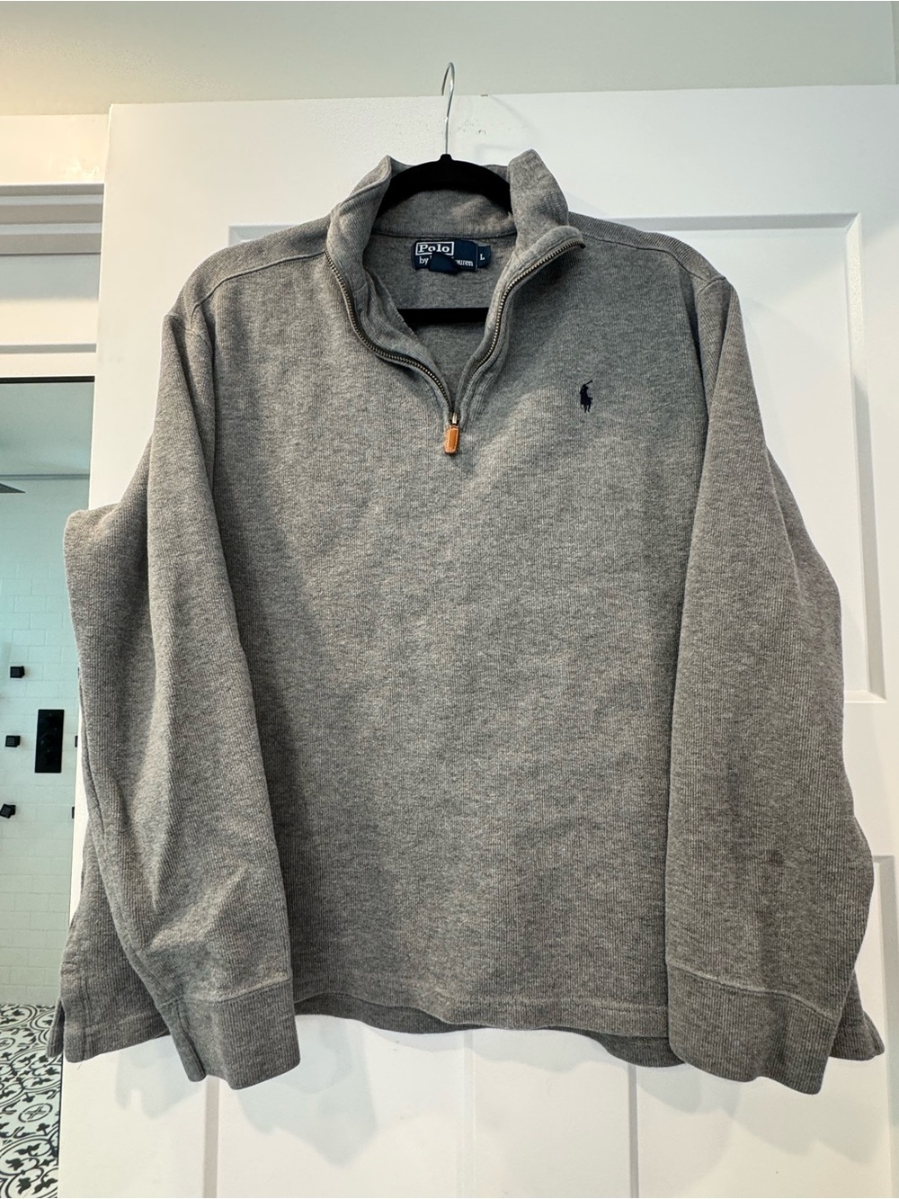 Men’s Size L Polo Ralph Lauren Grey Quarter-Zip Pullover